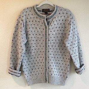 Vintage Eddie Bauer 80s Wool Fair Isle Cardigan Sweater